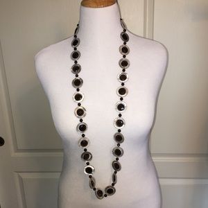 Genuine 48” MOP and smokey quartz necklace